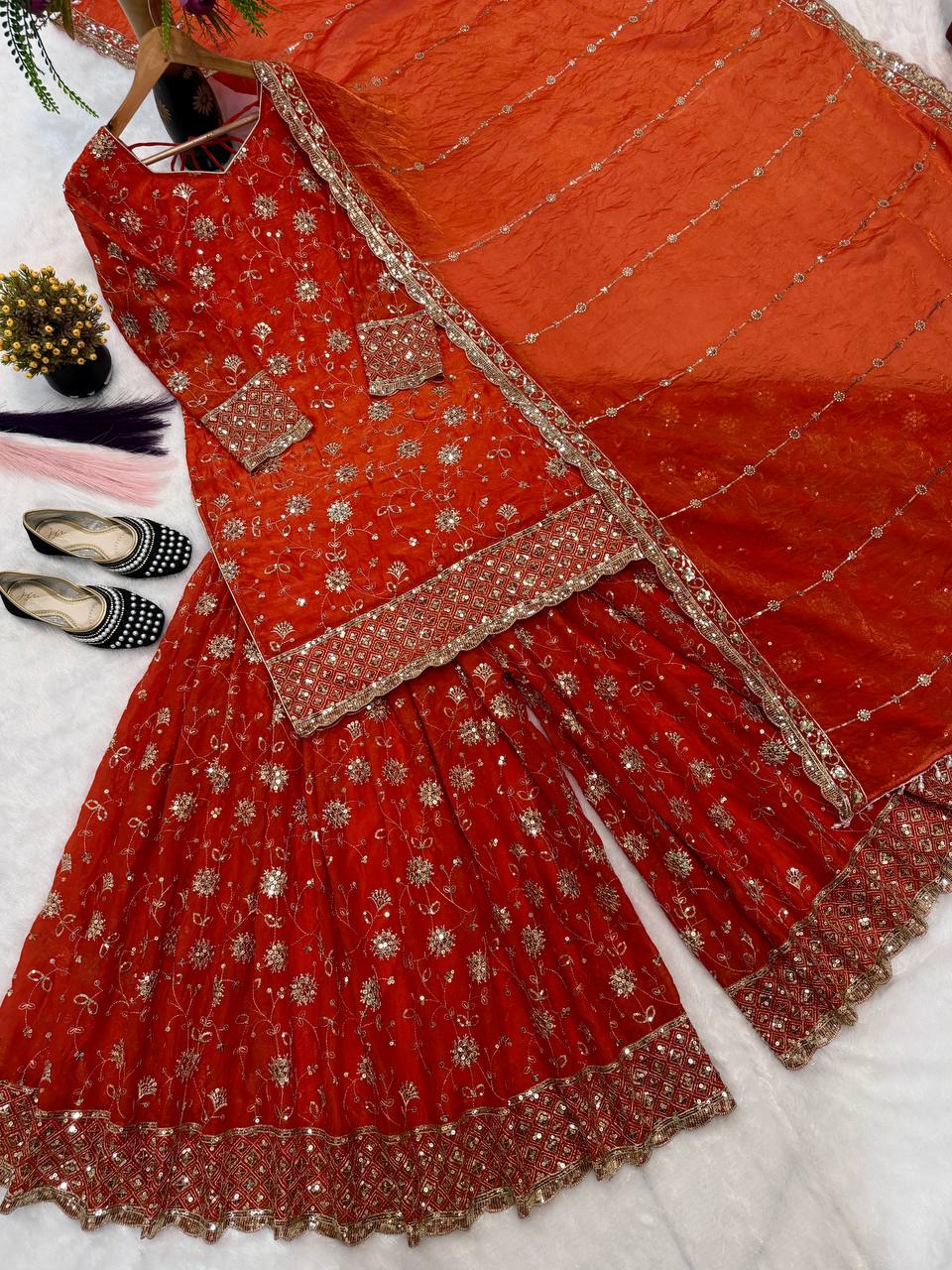 Neo-Classic Burnt Orange Couture